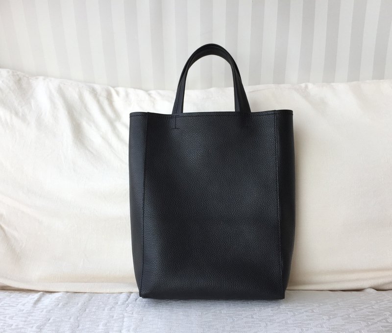 素雅软皮提袋 (手提款)- 暖黑 - 手提包/手提袋 - 真皮 黑色