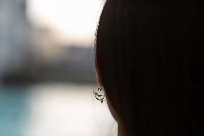 Splash of drop Earring craft jewelry unique gift - 耳环/耳夹 - 玻璃 粉红色