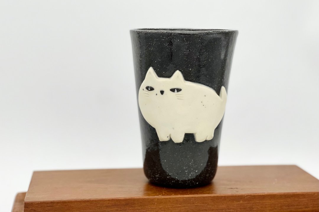 白猫陶杯 - 咖啡杯/马克杯 - 陶 白色