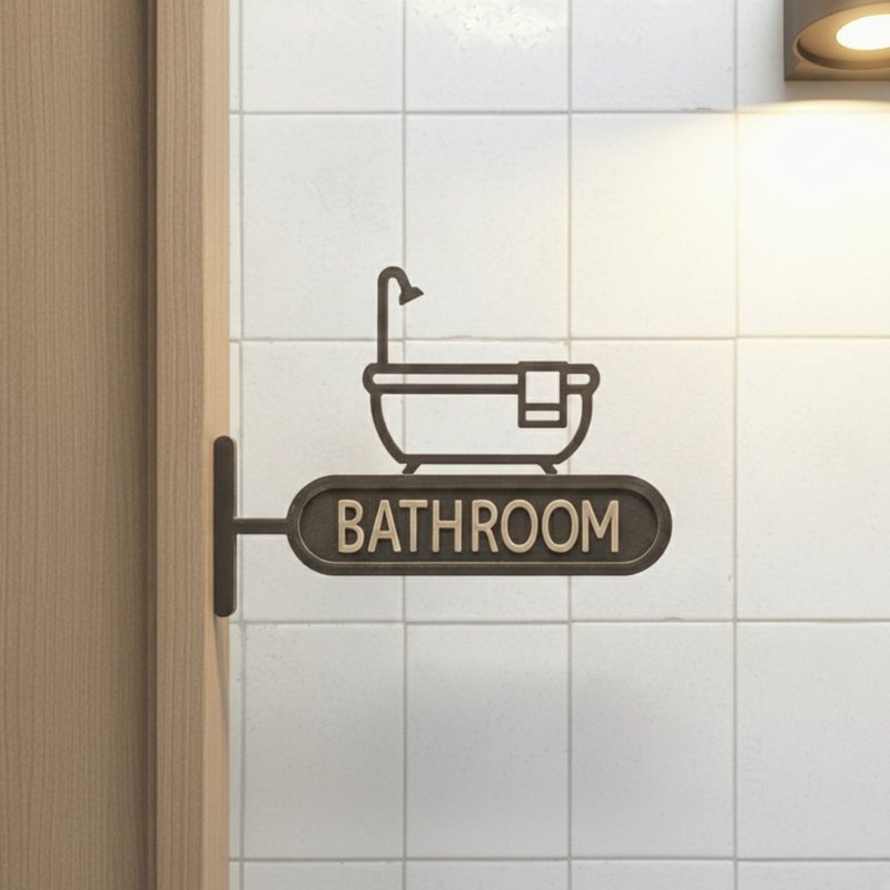 浴室标示牌 浴室标志 悬挂式 - 墙贴/壁贴 - 塑料 