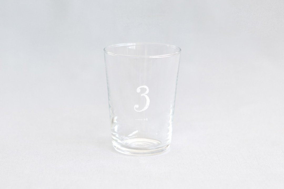 【+t企划】数字杯-白 3 - 玻璃杯 - 玻璃 透明