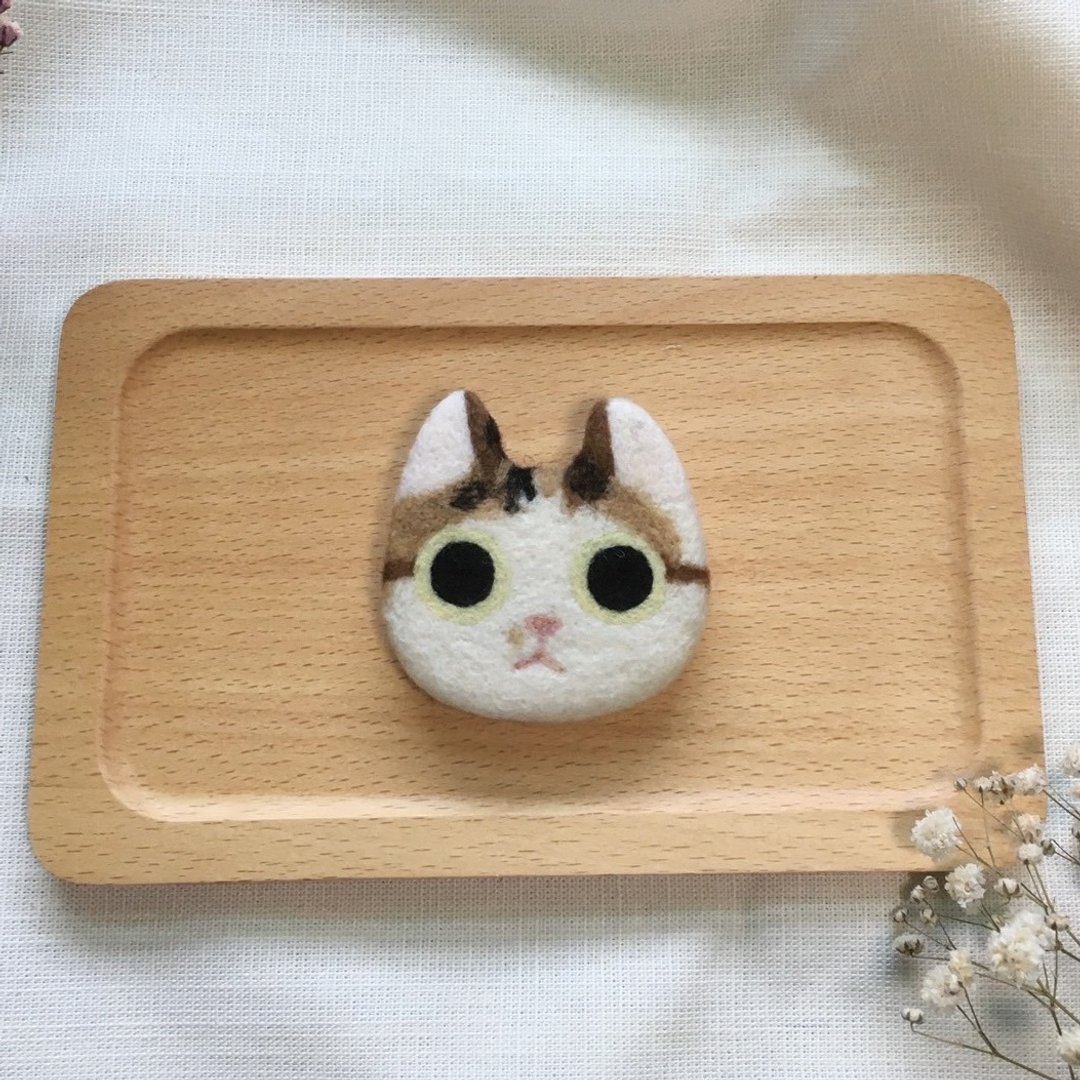 猫咪 羊毛毡 别针 【可定制】 - 胸针 - 羊毛 多色