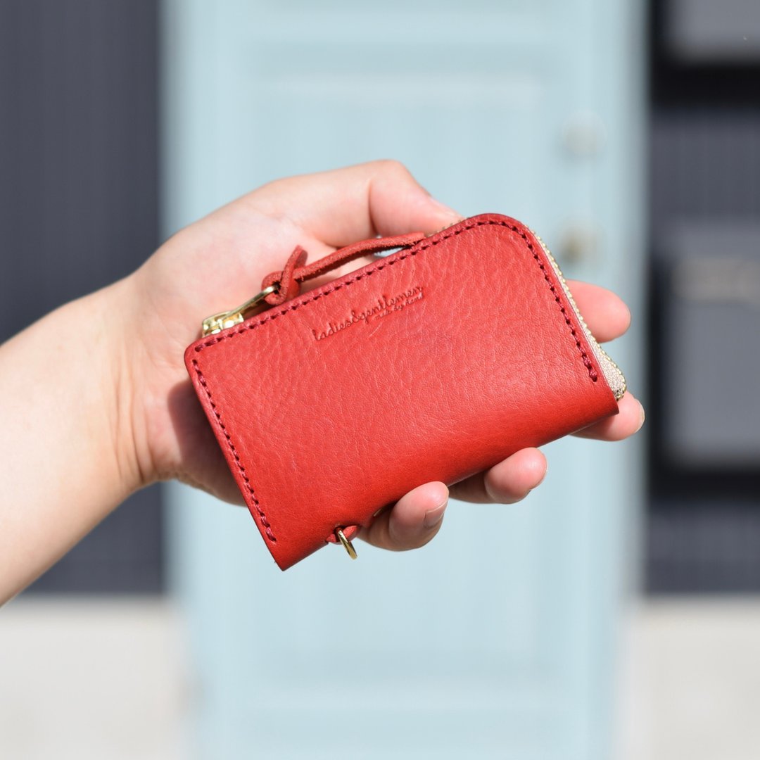Fastener key case license leather Italian leather leather gift present - 钥匙链/钥匙包 - 真皮 咖啡色