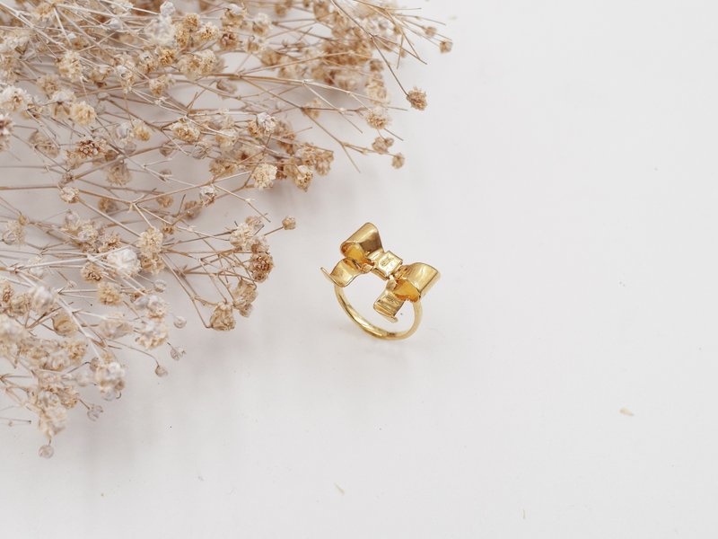 ✦饰✦蝴蝶结✦铜电镀✦金✦戒指 - 戒指 - 其他金属 黄色