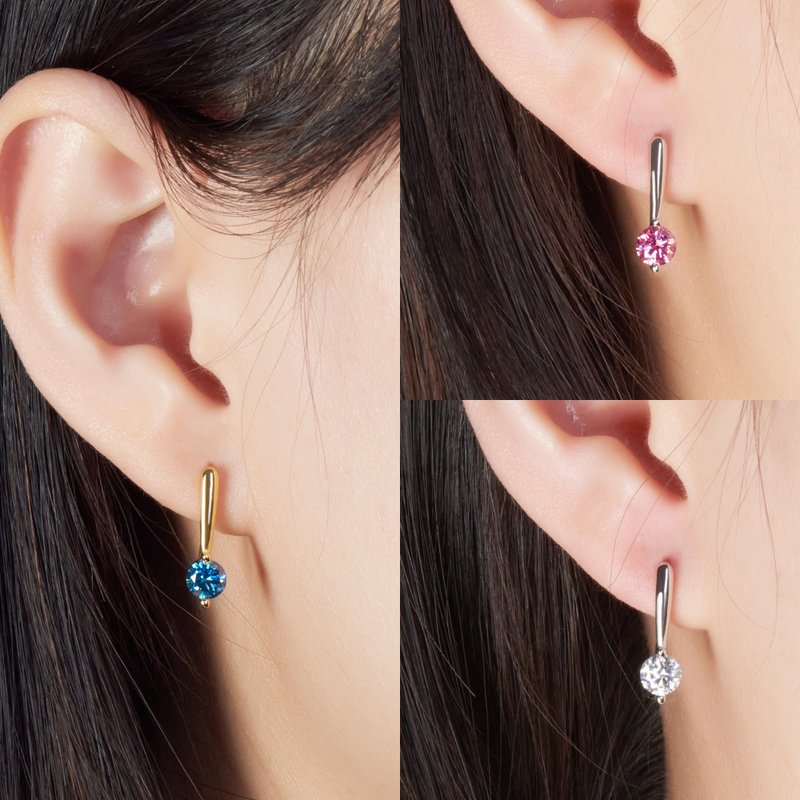 莫桑石耳环 多色可选 0.3克拉 VVS1 8K镀金 女孩礼物 - 耳环/耳夹 - 钻石 