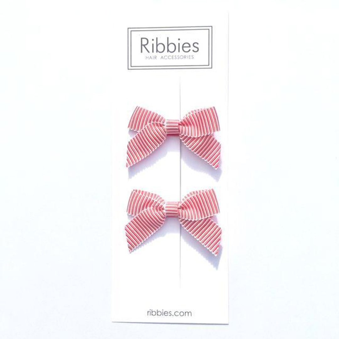 英国Ribbies 经典蝴蝶结2入组-红白细条纹 - 婴儿饰品 - 聚酯纤维 
