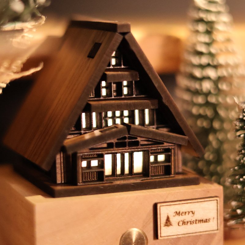 【焰仁美术馆】迷你合掌屋/合掌村小夜灯/原创手作/圣诞礼盒 - 摆饰 - 木头 咖啡色