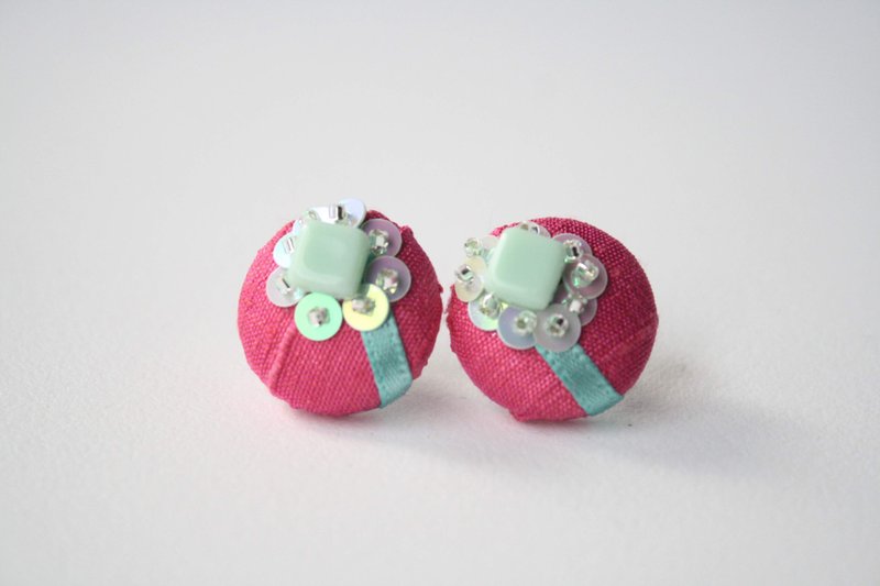 kurumi - 耳环/耳夹 - 其他材质 粉红色