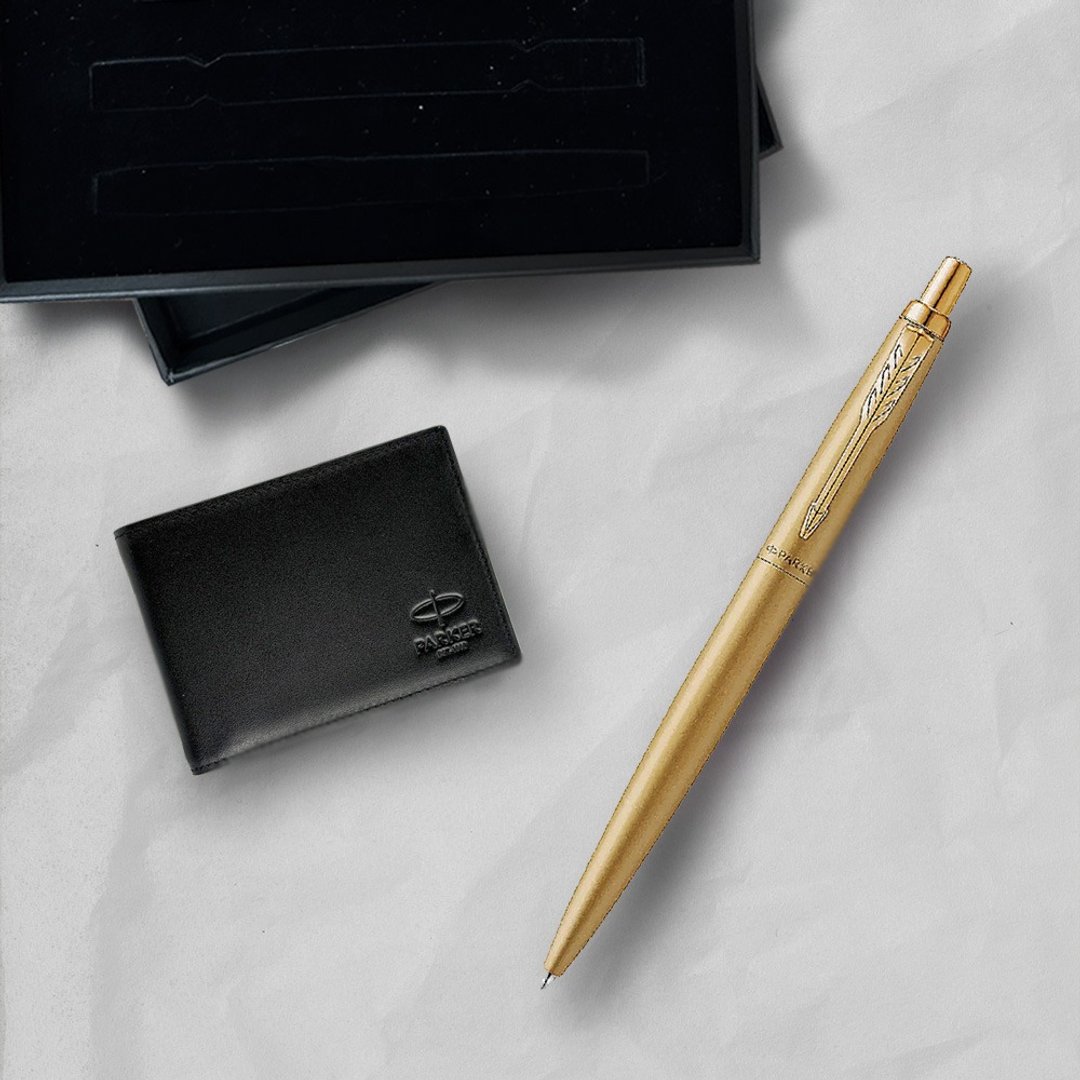 Parker 派克 乔特XL金色(限定)原子笔 牛皮短夹礼盒   免费刻字 - 圆珠笔/中性笔 - 其他金属 金色
