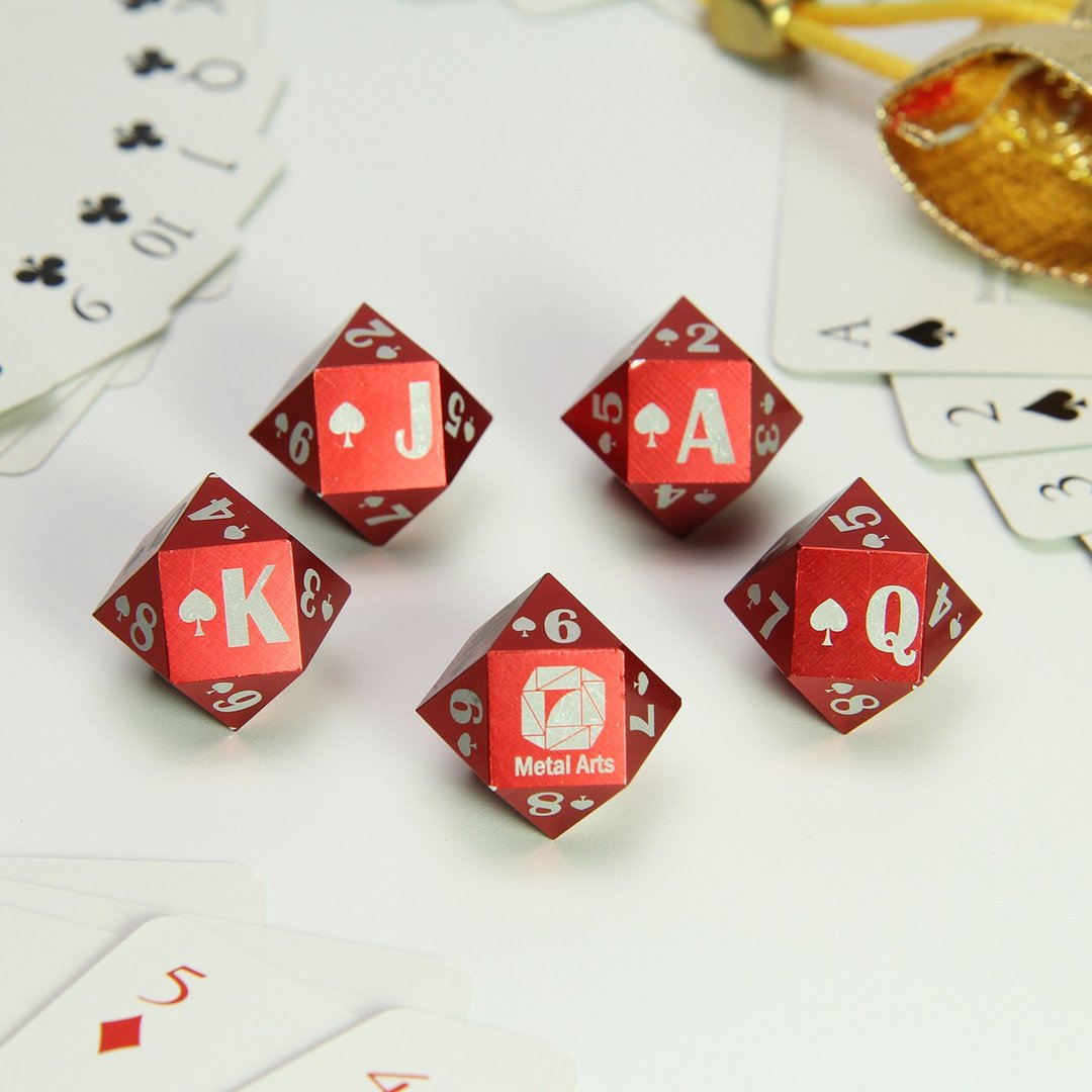 【航太边角料再造】扑克骰子 Poker Dice-航空铝款_绯红色 - 桌游/玩具 - 其他金属 红色