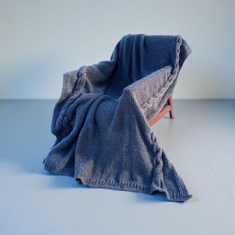 手工编织大型灰色羊毛毯  2 枕套   天然羊毛家居装饰 - 被子/毛毯 - 羊毛 灰色