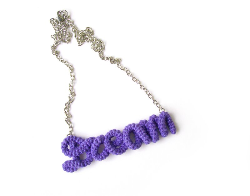 Dream Necklace Crochet Purple Inspirational Word Pendant - 项链 - 绣线 紫色