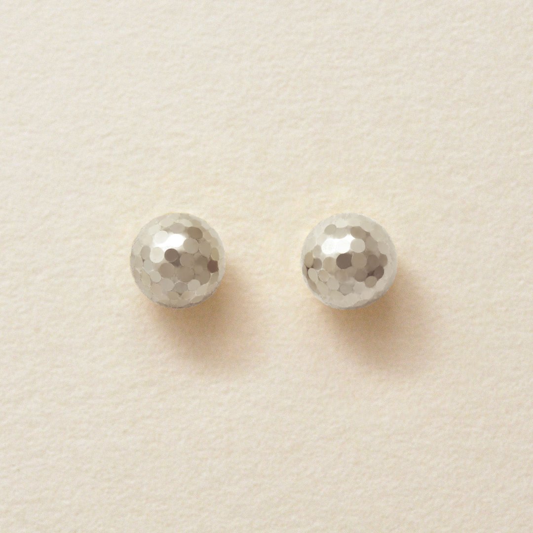 【Second Earrings】 铂金镜面球形耳环 (5mm) - 耳环/耳夹 - 贵金属 