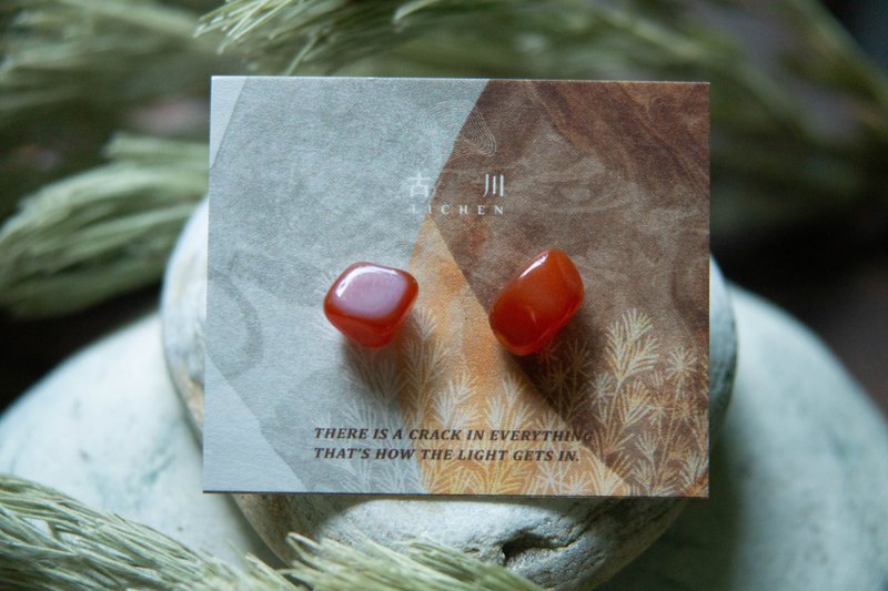 CRACK | 矿物系耳环 |  EARRINGS - 耳环/耳夹 - 玉石 红色