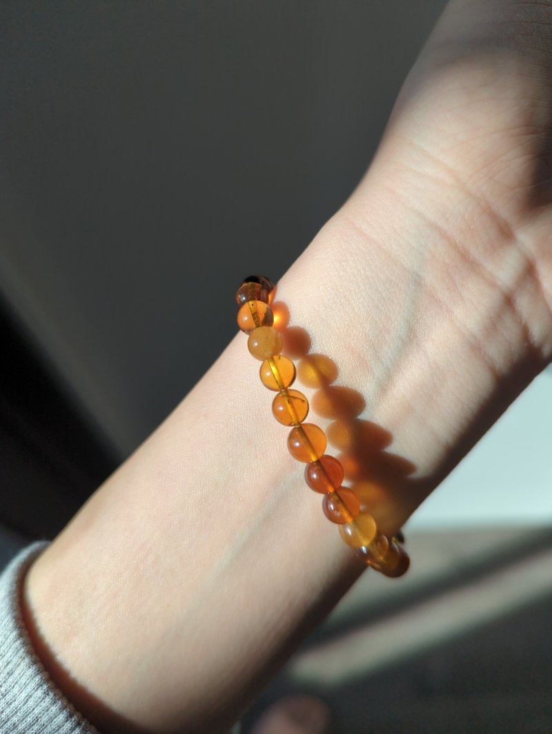 天然琥珀 琥珀多宝手链 特价【6mm】 - 手链/手环 - 水晶 橘色