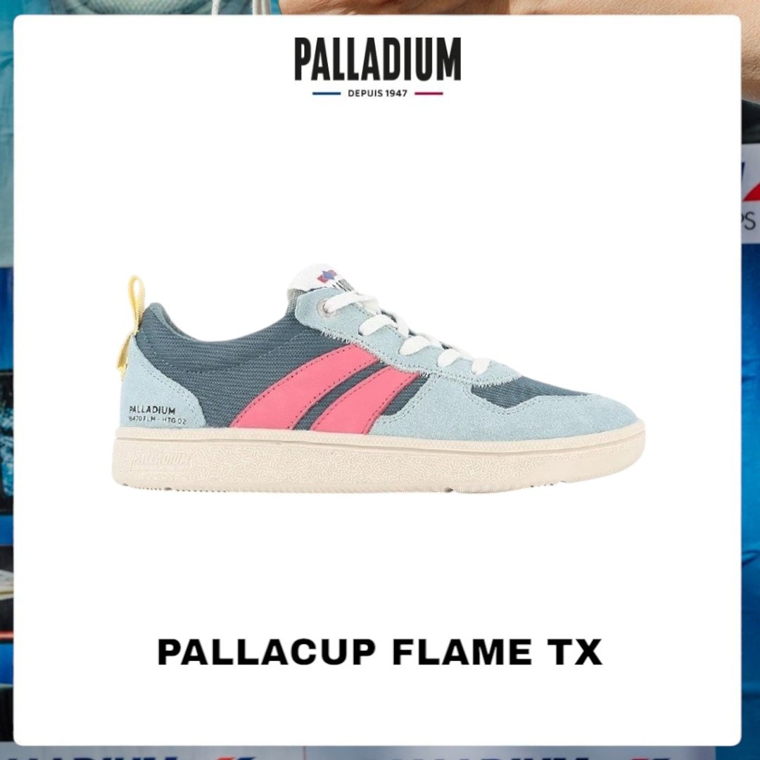 PALLADIUM PALLACUP FLAME TX 复古休闲鞋 蓝红 74486-385 - 女款休闲鞋 - 其他材质 