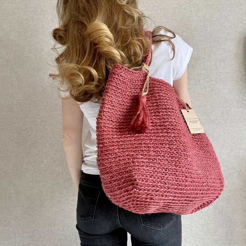 Crochet Jute Bag, Crochet Tote Bag, Crochet Shoulder Jute Bag, Reusable Bag - 手提包/手提袋 - 环保材料 