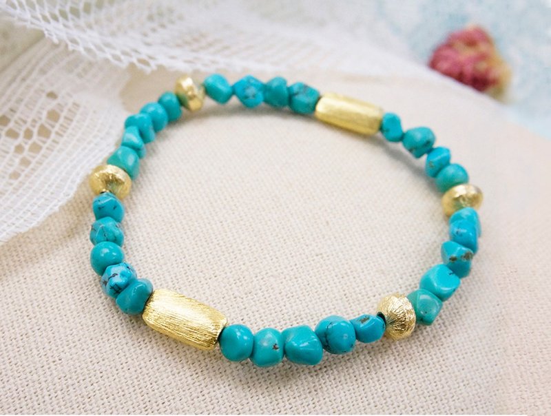 Edith & Jaz • 松石拉丝纯银手链 - 手链/手环 - 宝石 蓝色