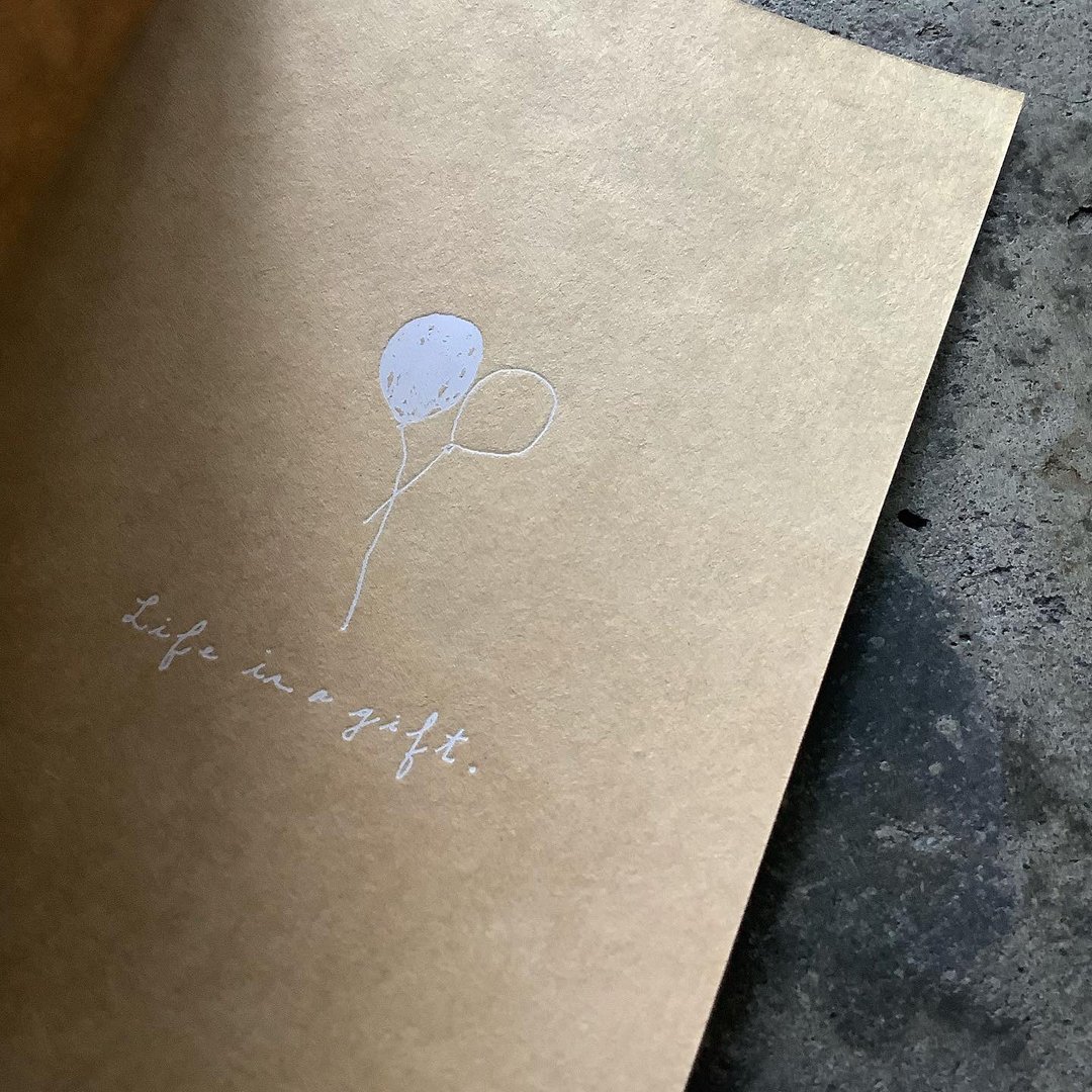 卡片/脚丫Life is a gift/牛皮卡烫白/非订制 - 卡片/明信片 - 纸 咖啡色