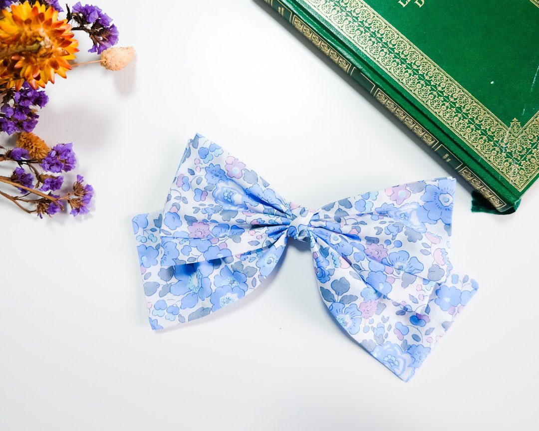 补运费商品 - 英国LIBERTY FABRICS法式优雅蝴蝶结发饰(大) - Betsy经典贝西 蓝 - 非实体商品 - 其他材质 