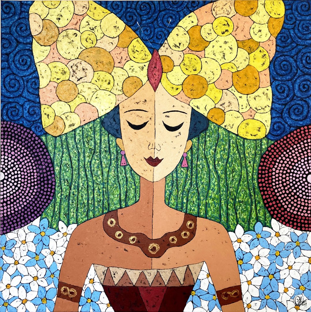 蝴蝶女孩绘画－生命流动3 - 订制画像 - 棉 多色