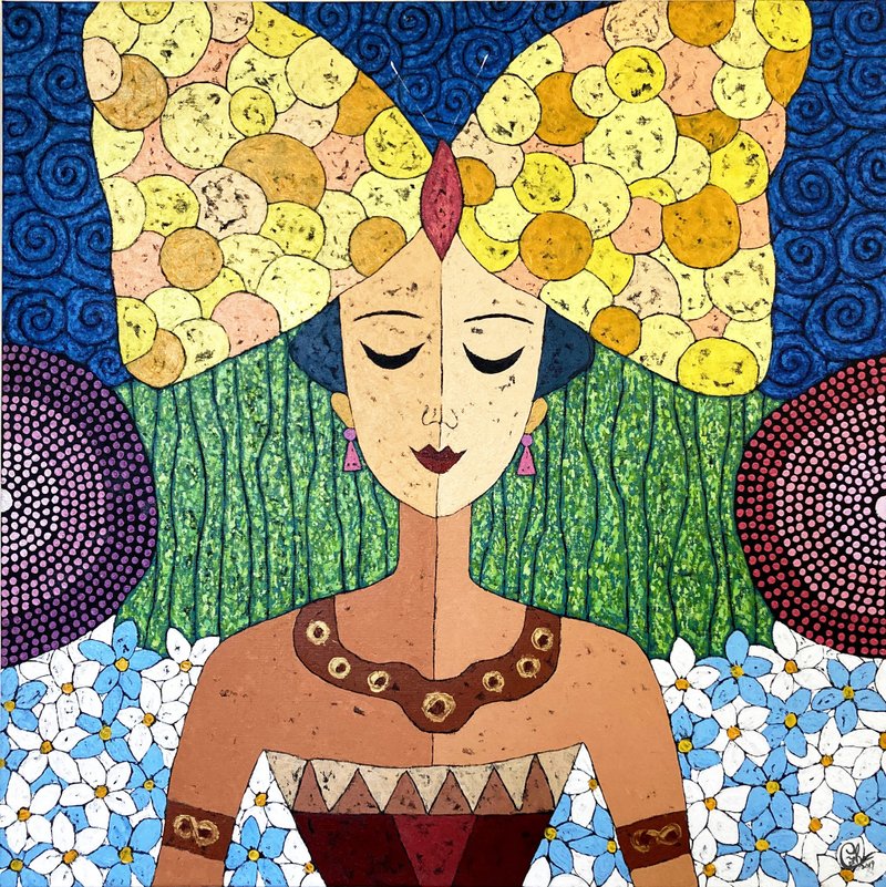 蝴蝶女孩绘画－生命流动3 - 订制画像 - 棉 多色