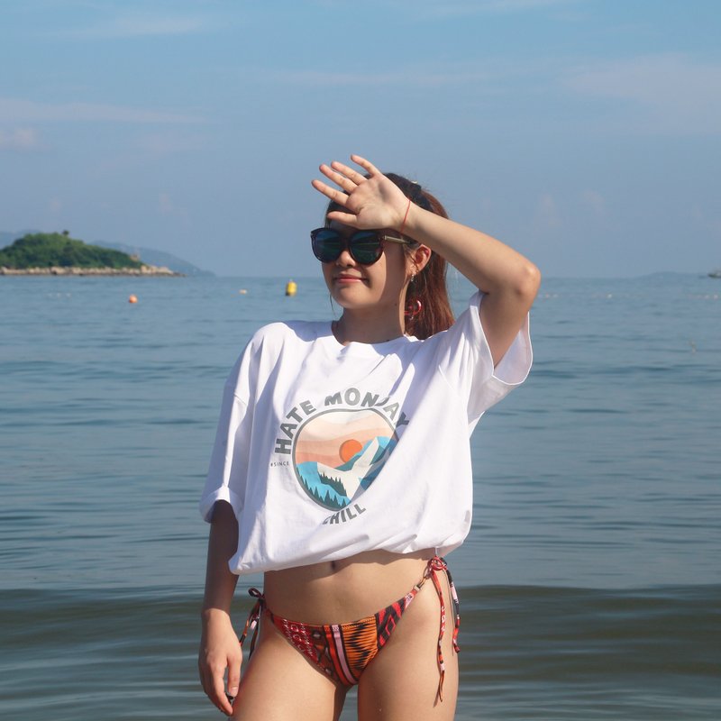 Hate Monday'' - TEE短袖上衣(HMS23-09T26) - 中性连帽卫衣/T 恤 - 棉．麻 黑色