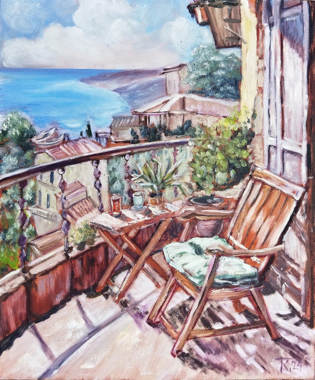 油画海画布 60x50 厘米 - 墙贴/壁贴 - 棉．麻 透明