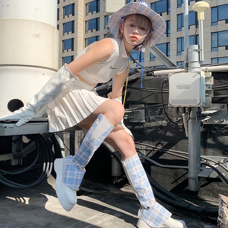 可爱又复古 PU皮 牛仔帽 西部格子帽 - 帽子 - 其他材质 