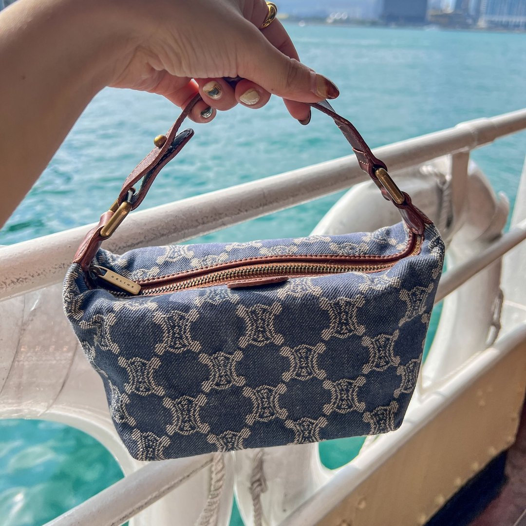 【日本中古】Vintage CELINE 1996 老花饭盒包 送皮肩带 - 手提包/手提袋 - 其他材质 蓝色
