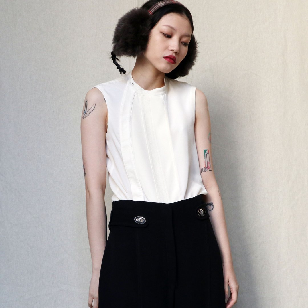 南瓜Vintage。Balenciaga 象牙白 丝质 无袖 背心 - 女装背心 - 丝．绢 白色