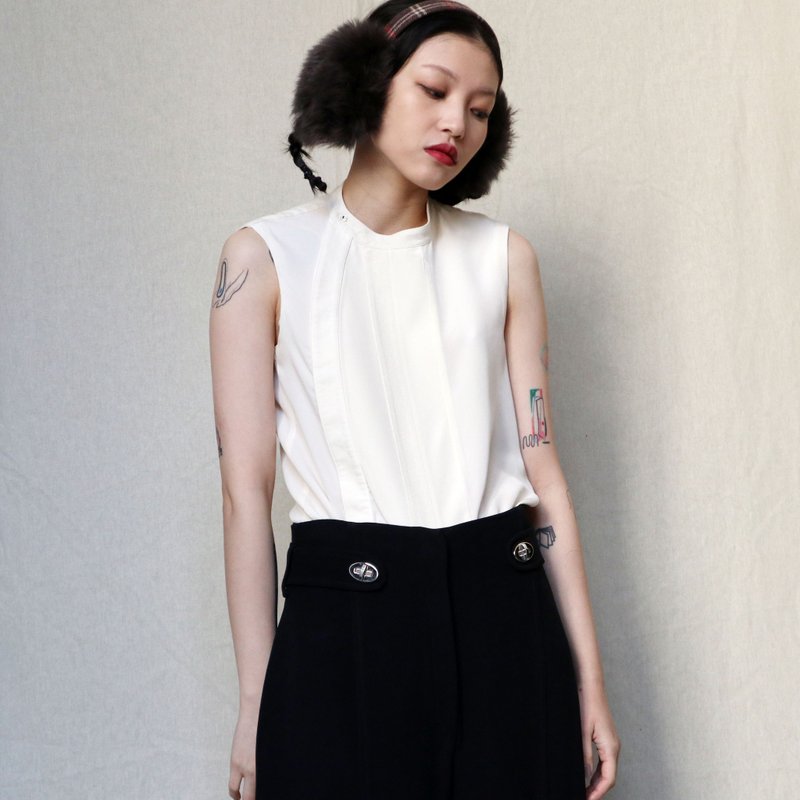 南瓜Vintage。Balenciaga 象牙白 丝质 无袖 背心 - 女装背心 - 丝．绢 白色