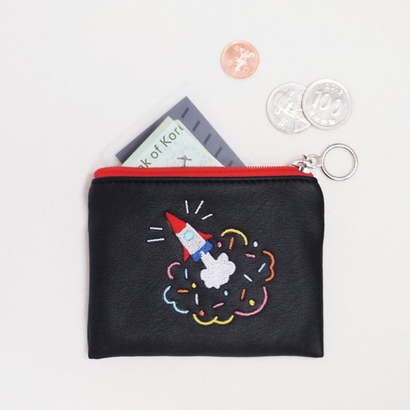 Dear My Universe 火箭筒迷你化妆包 - 化妆包/杂物包 - 真皮 黑色