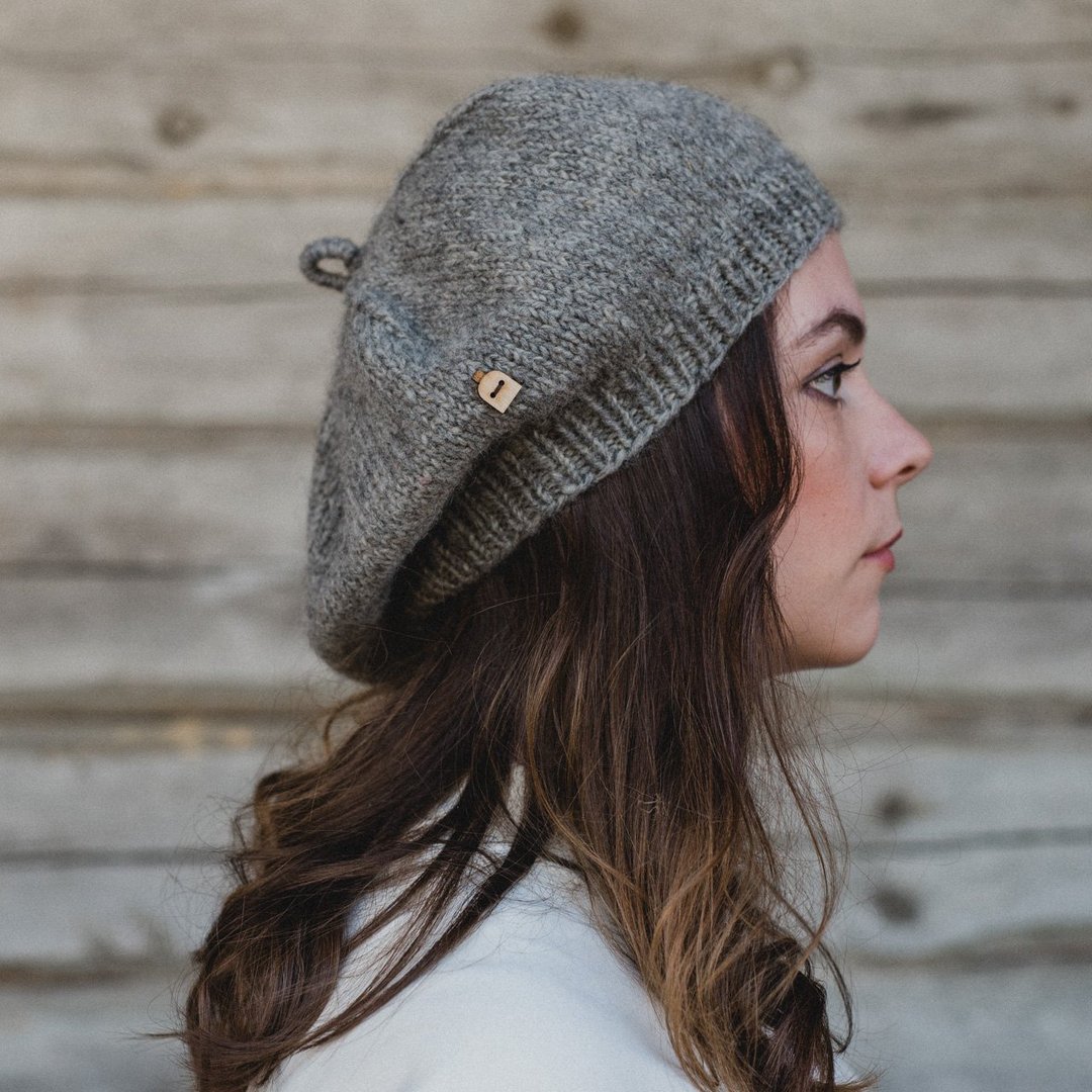 BERET 成人手工羊毛贝雷帽 (浅灰) - 帽子 - 羊毛 灰色
