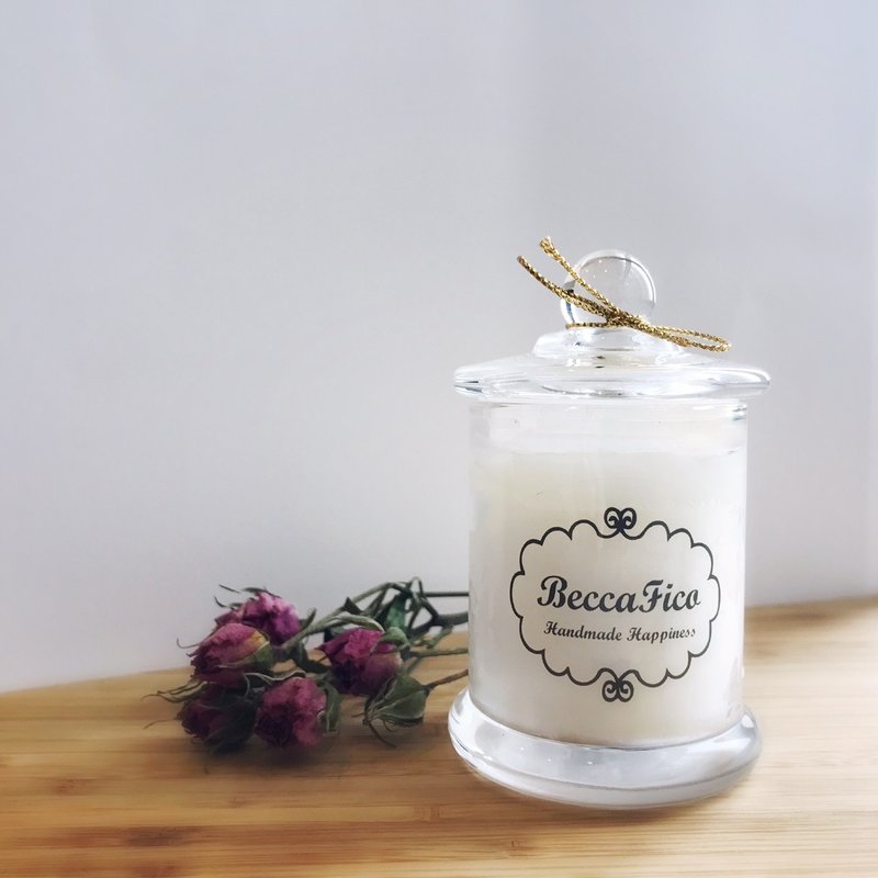 季节疗愈精油大豆蜡烛165g-玫瑰天竺葵 - 香薰/精油/线香 - 植物．花 白色