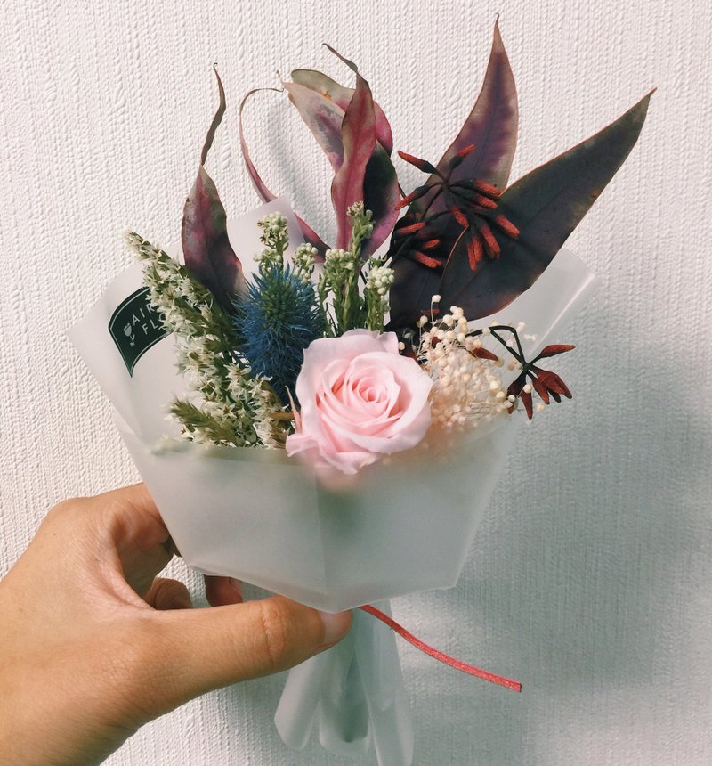 “不管，我想待在你身边”| 西洋情人节礼物 迷你永生花&干燥花束 - 植栽/盆栽 - 植物．花 粉红色