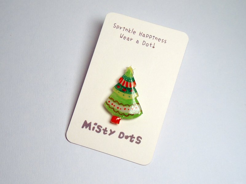 【Misty Dots 】MDB08 小树胸针/ 925银/ 手工礼物/ 定制化 - 胸针 - 塑料 绿色