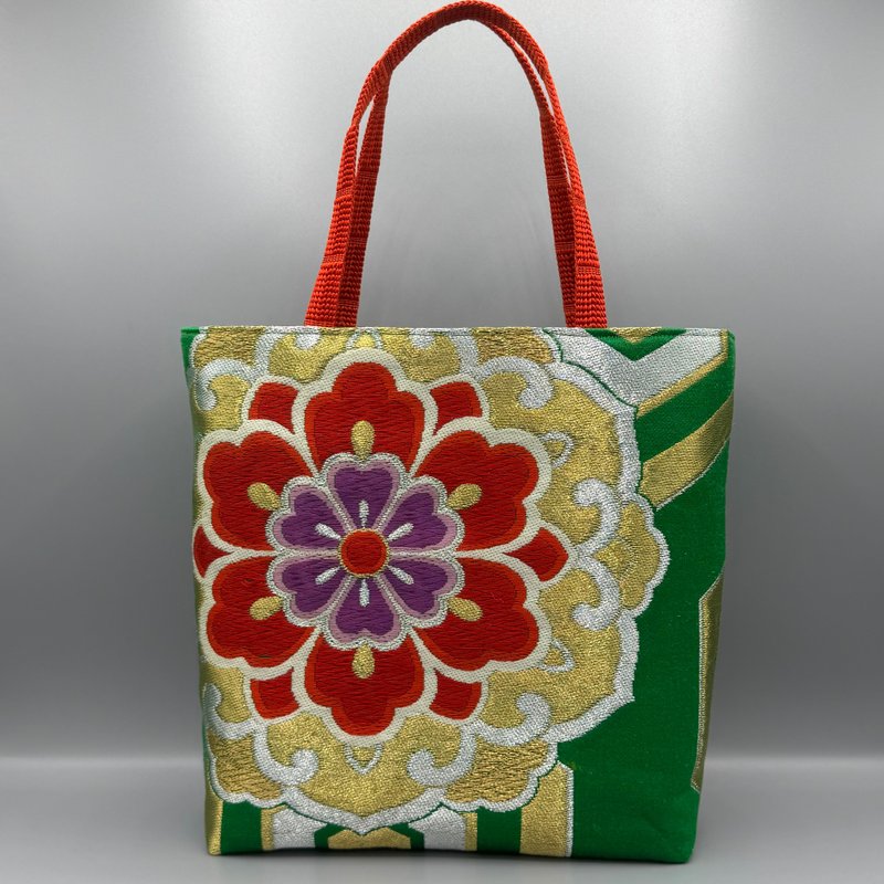 和服 腰带 腰绳 改造 托特包 手作 绿色 - 手提包/手提袋 - 丝．绢 绿色