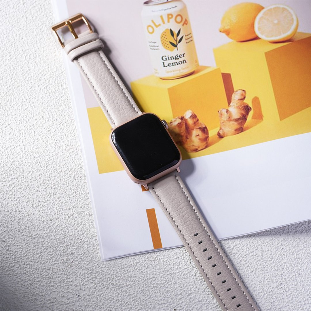 Apple watch - 【初夏上市】同色荔枝皮车线真皮苹果表带 - 表带 - 真皮 蓝色