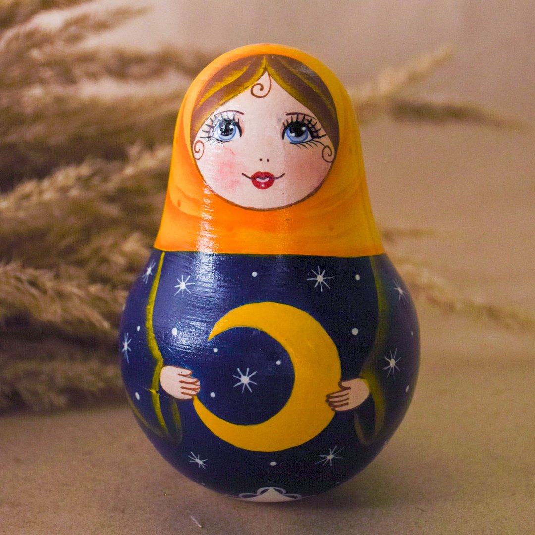 Wooden Roly Poly Doll - 玩具/玩偶 - 木头 黄色