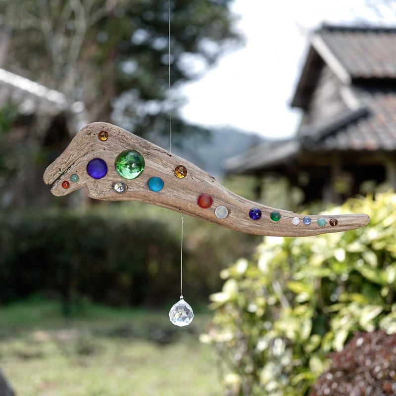 用浮木太阳捕手和吊饰、窗饰、玻璃球、水晶棱镜、海滩风格 52 将阳光带入您的房间 - 墙贴/壁贴 - 玻璃 咖啡色