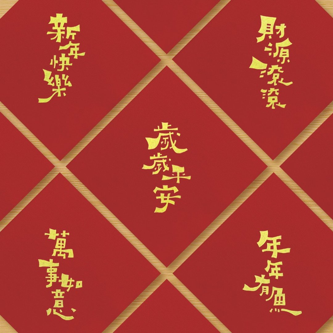 【过年贺岁春联 \  5款供选择】手绘 \ 空气春联 - 红包/春联 - 纸 红色