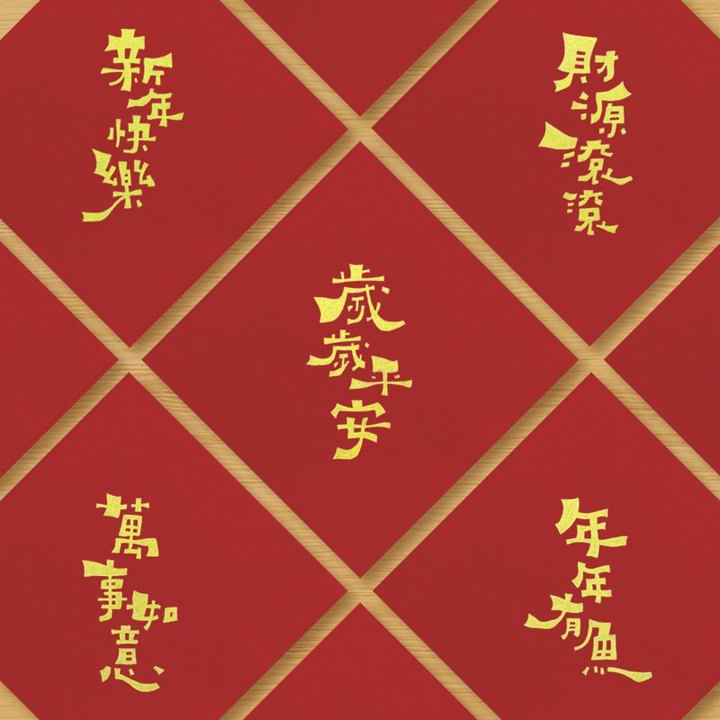 【过年贺岁春联 \  5款供选择】手绘 \ 空气春联 - 红包/春联 - 纸 红色