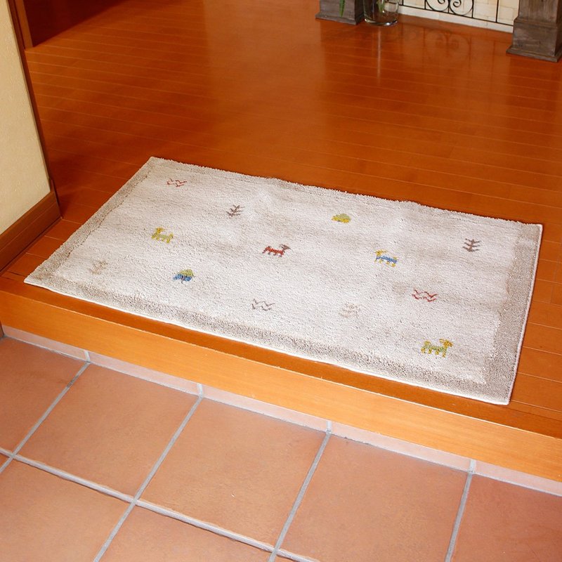 日本OKA 日制游牧民族风威尔顿编织玄关地垫-60x110cm - 地垫/地毯 - 其他人造纤维 卡其色