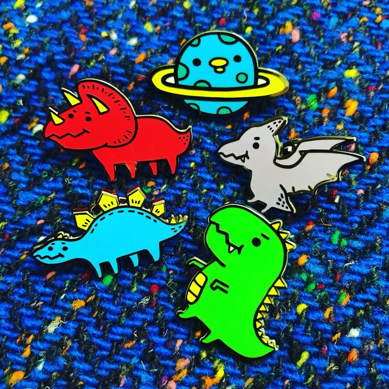 可爱恐龙金属胸针-五款综合 - 胸针 - 其他金属 多色