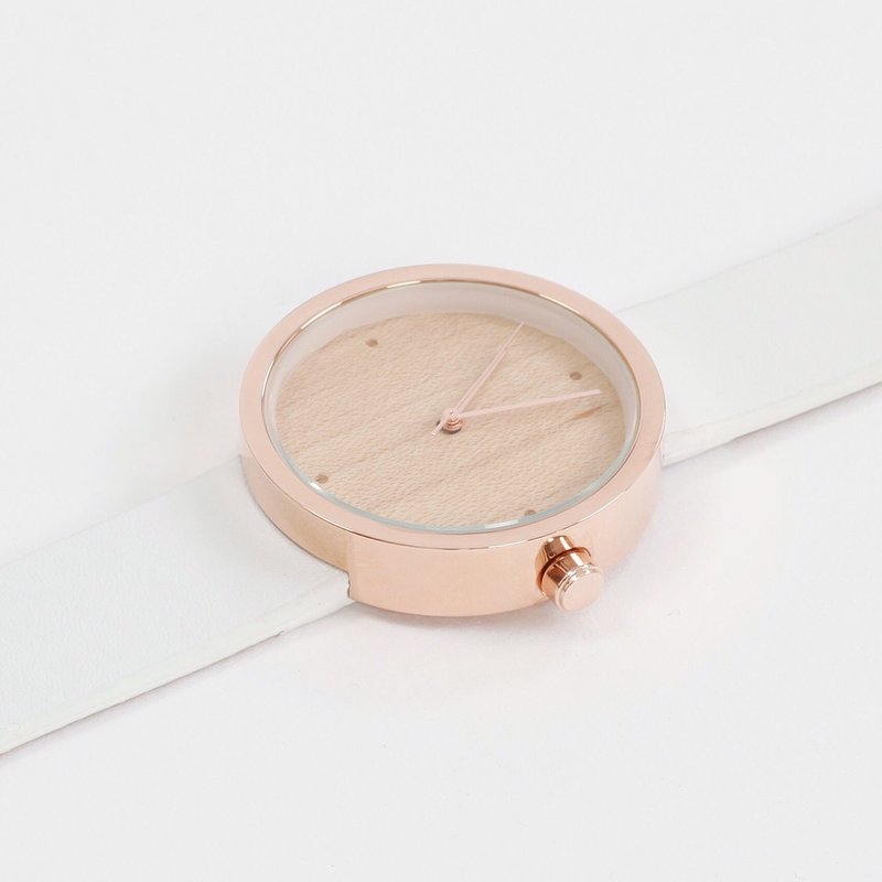 White Flat Wood & White - 女表 - 木头 白色