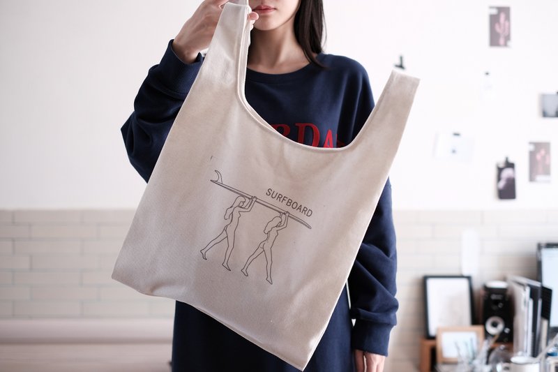 SURFBOARD环保帆布背心袋 - 手提包/手提袋 - 棉．麻 白色