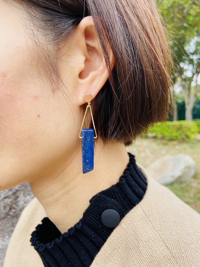 Cole Cool 简约型格天然青金石耳环 - 耳环/耳夹 - 半宝石 