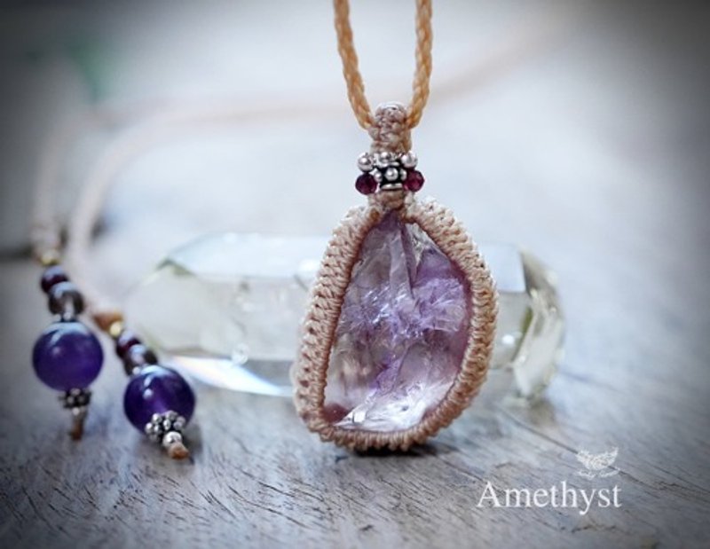 透明紫色★紫水晶原石花边项链1526 - 项链 - 宝石 