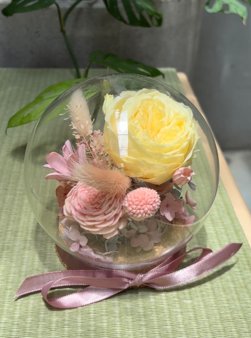 黄色庭园玫瑰永生花礼 - 干燥花/捧花 - 植物．花 黄色